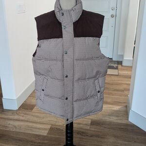 Men's Brown Checkered Puffer Vest